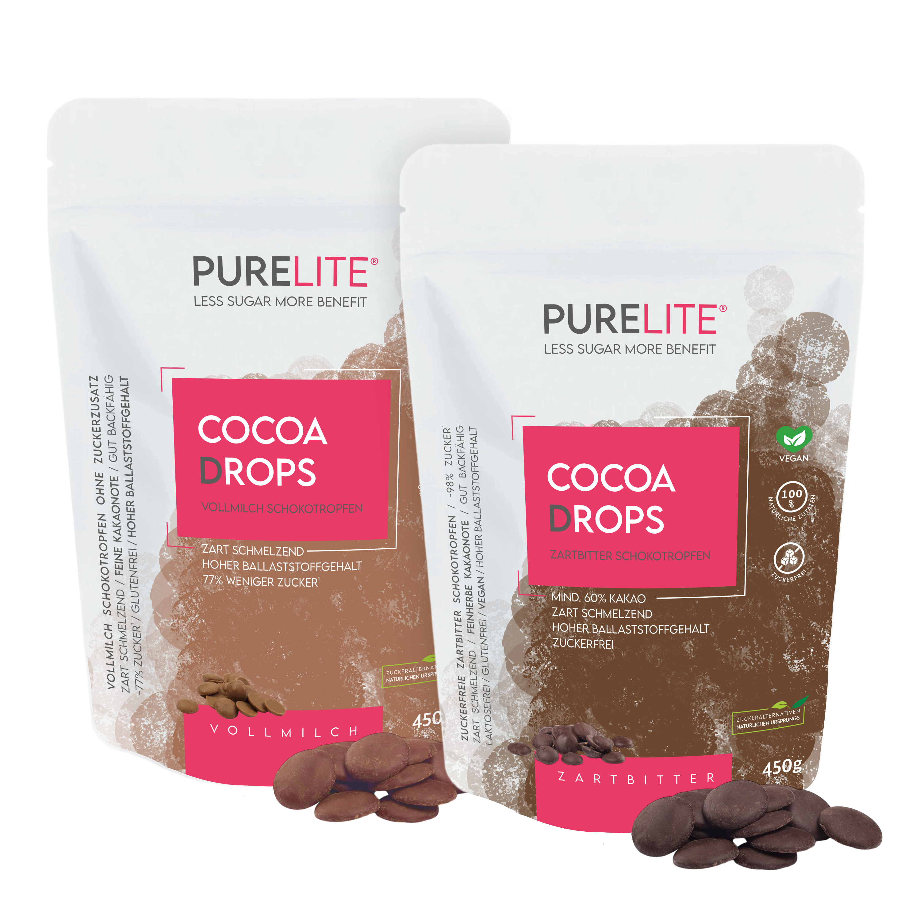 BUNDLE COCOA DROPS BIG 1 x Vollmilch + 1 x Zartbitter